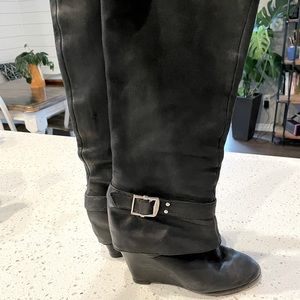 Vince camuto black leather tall heeled boots